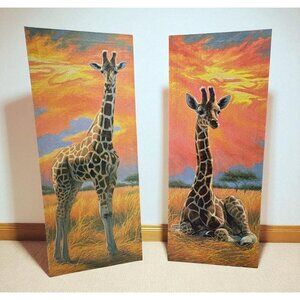 Lucie Bilodeau Mother Giraffe Canvas Prints Safari Art Vibrant Wildlife